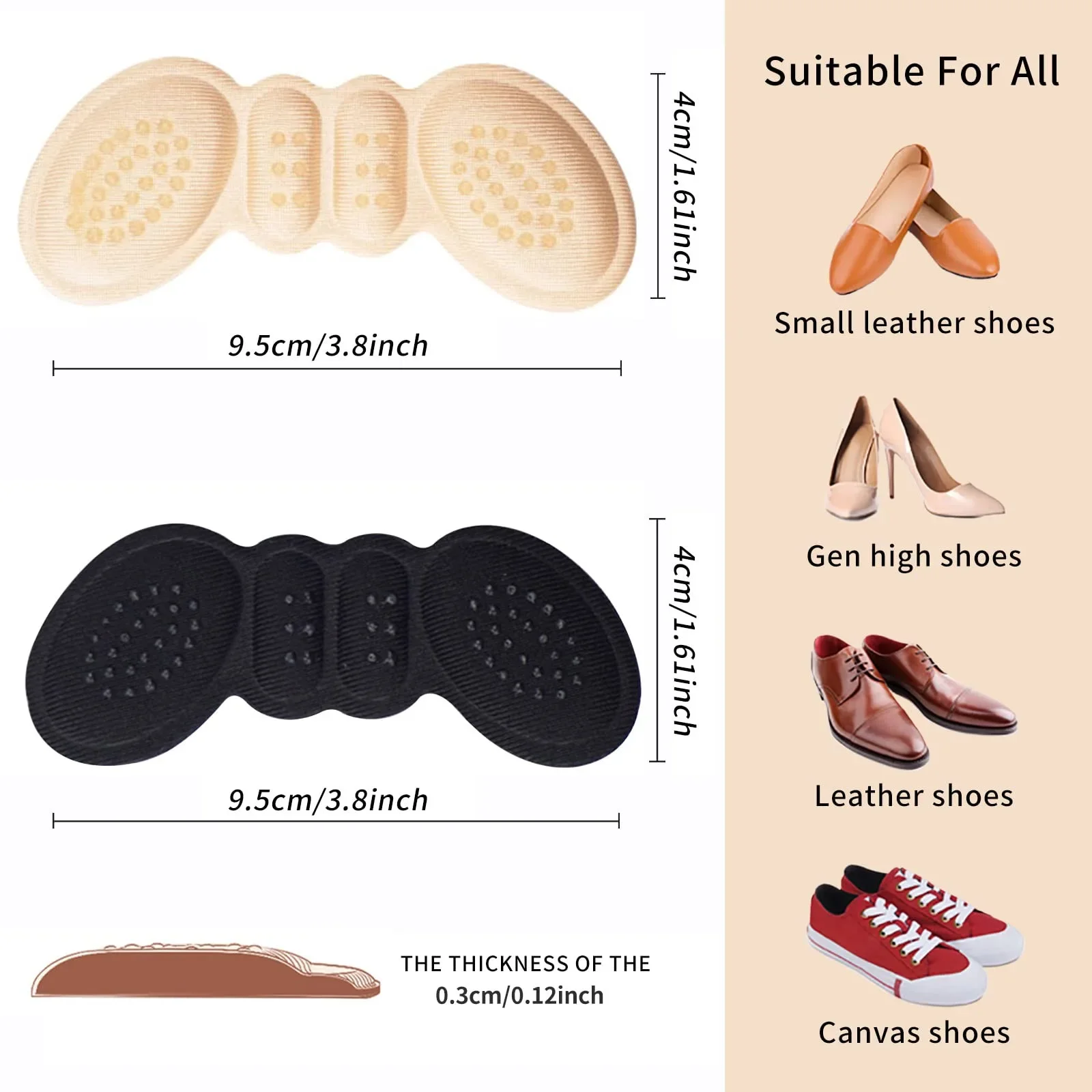 4Pairs Heel Pads for Shoes Too - Heel Liner Grip recension och pris